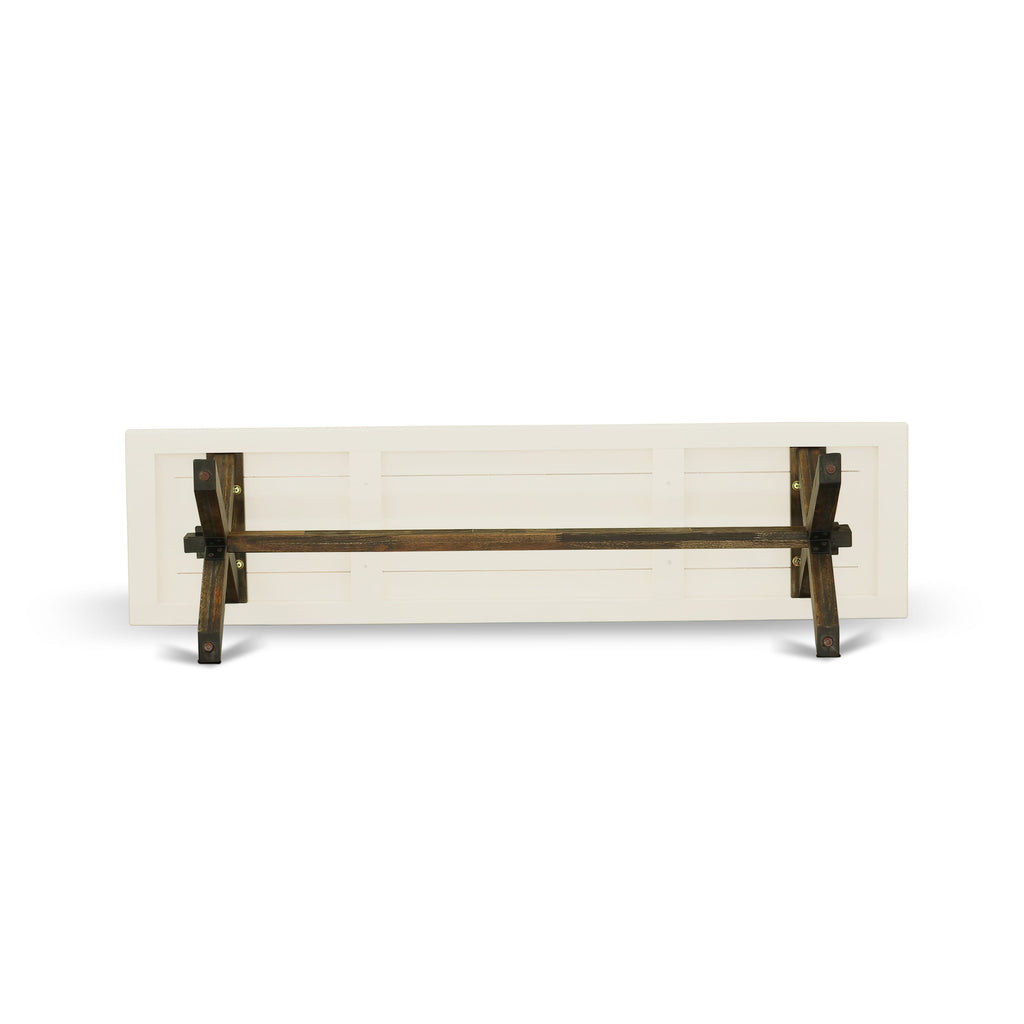 East West Furniture XB726 X-Style Mid Century Modern Dining Bench with Solid Wood Seat