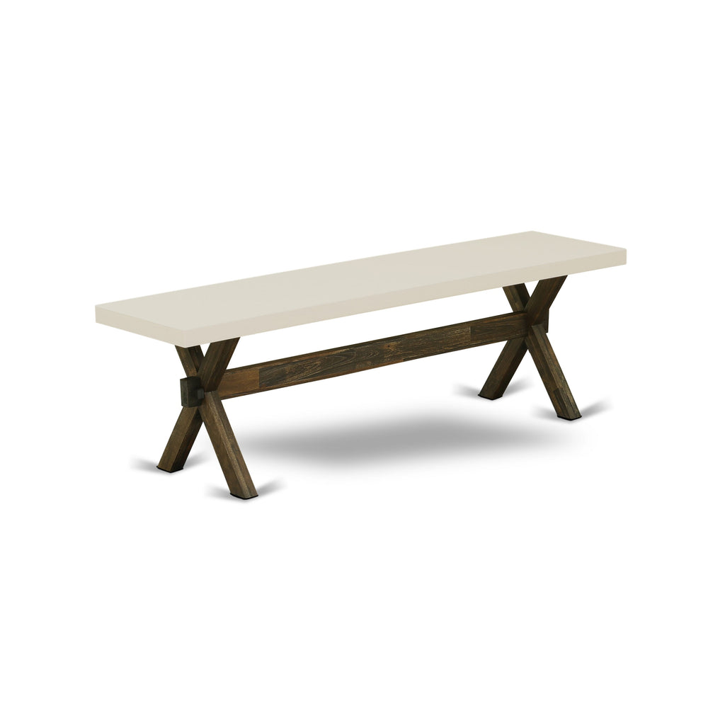 East West Furniture XB726 X-Style Mid Century Modern Dining Bench with Solid Wood Seat