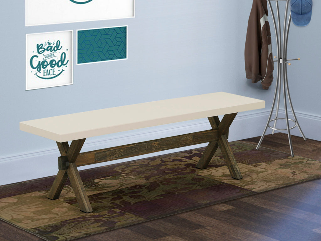 East West Furniture XB726 X-Style Mid Century Modern Dining Bench with Solid Wood Seat