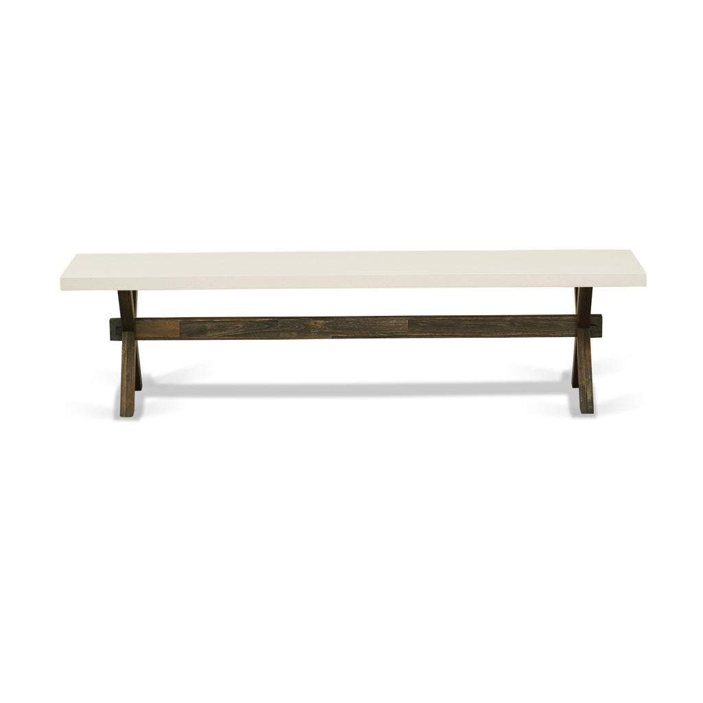 East West Furniture X727GA740-6 6 Piece Dining Set Contains a Rectangle Dining Room Table with X-Legs and 4 Dahlia Linen Fabric Parson Chairs with a Bench, 40x72 Inch, Multi-Color