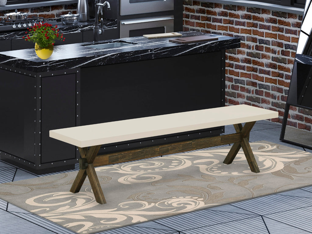 East West Furniture X727GA740-6 6 Piece Dining Set Contains a Rectangle Dining Room Table with X-Legs and 4 Dahlia Linen Fabric Parson Chairs with a Bench, 40x72 Inch, Multi-Color