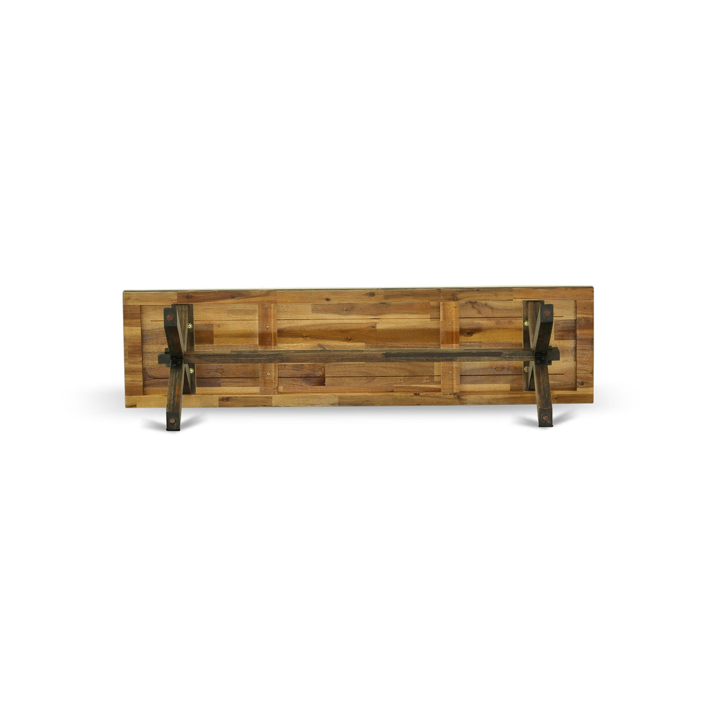 East West Furniture XB776 X-Style Modern Kitchen Bench with Wooden Seat
