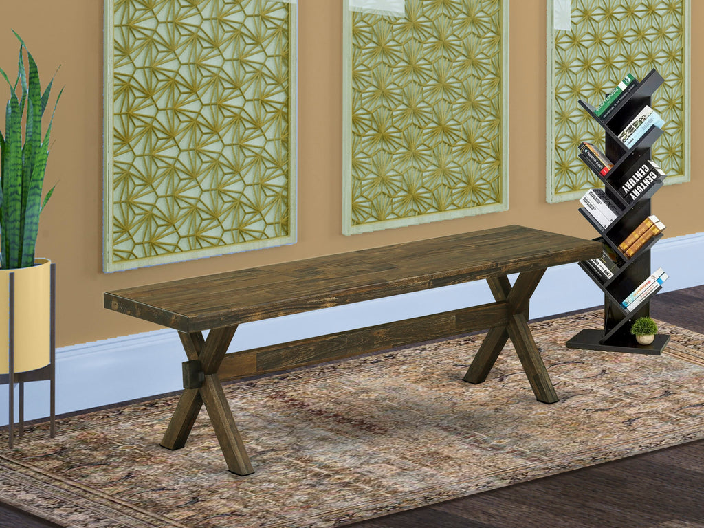 EAST WEST FURNITURE - X776MZ748-6 - 6-Pc Dining Set - 4 Dining Chairs, a Dining Bench and 1 Modern Dining Table (Distressed Jacobean Finish)