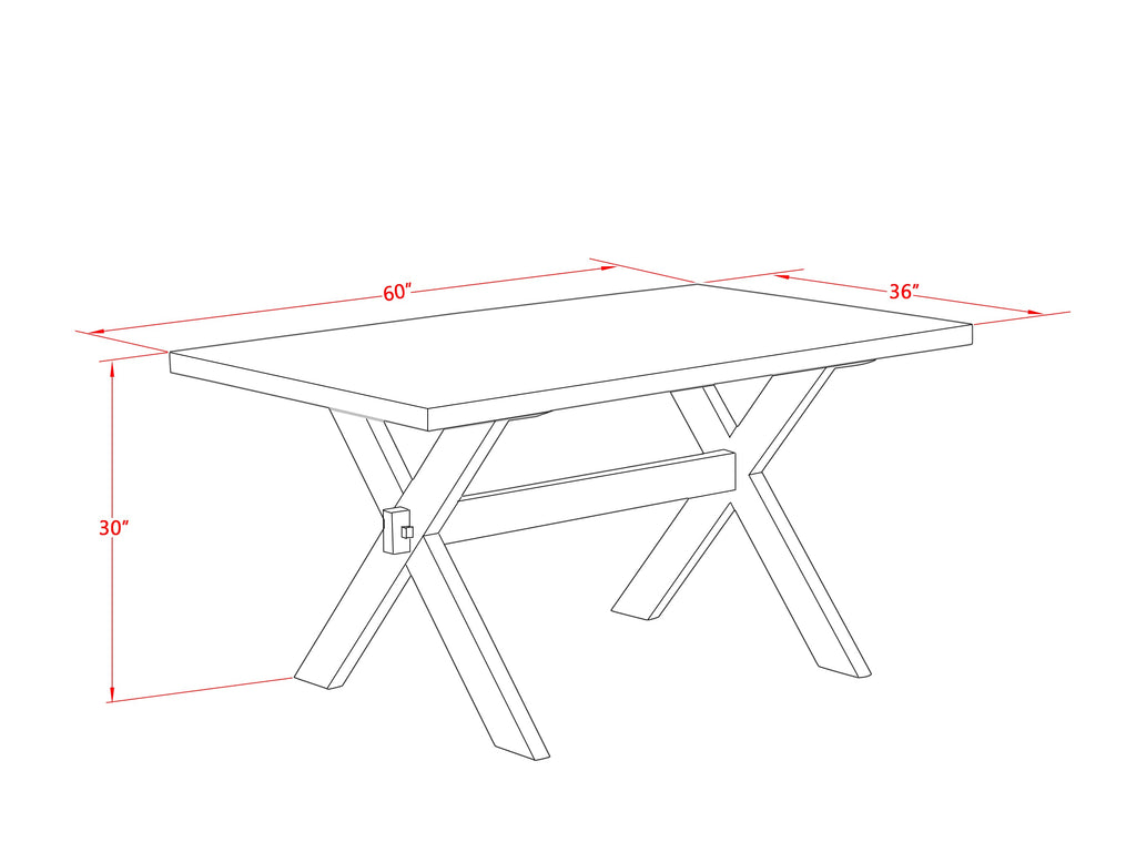 East West Furniture X2-026 3 Piece Dining Room Table Set  Contains a Rectangle Dining Table with X-Legs and 2 Kitchen Bench