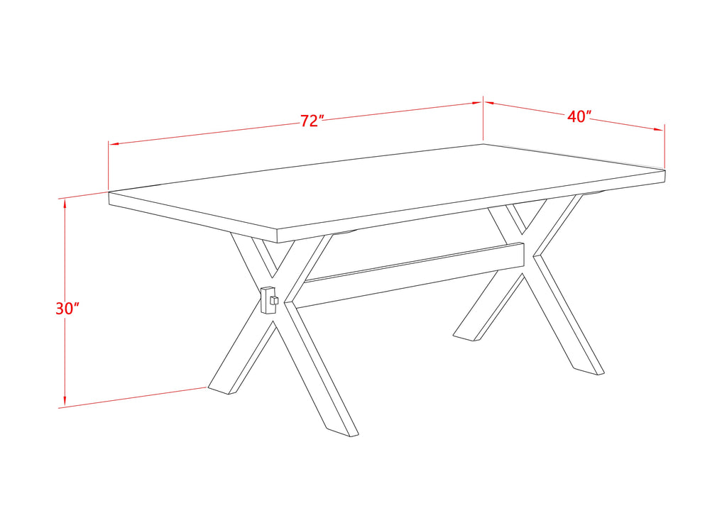 East West Furniture X2-027 3 Piece Dining Set Contains a Rectangle Dining Room Table with X-Legs and 2 Kitchen Table Bench