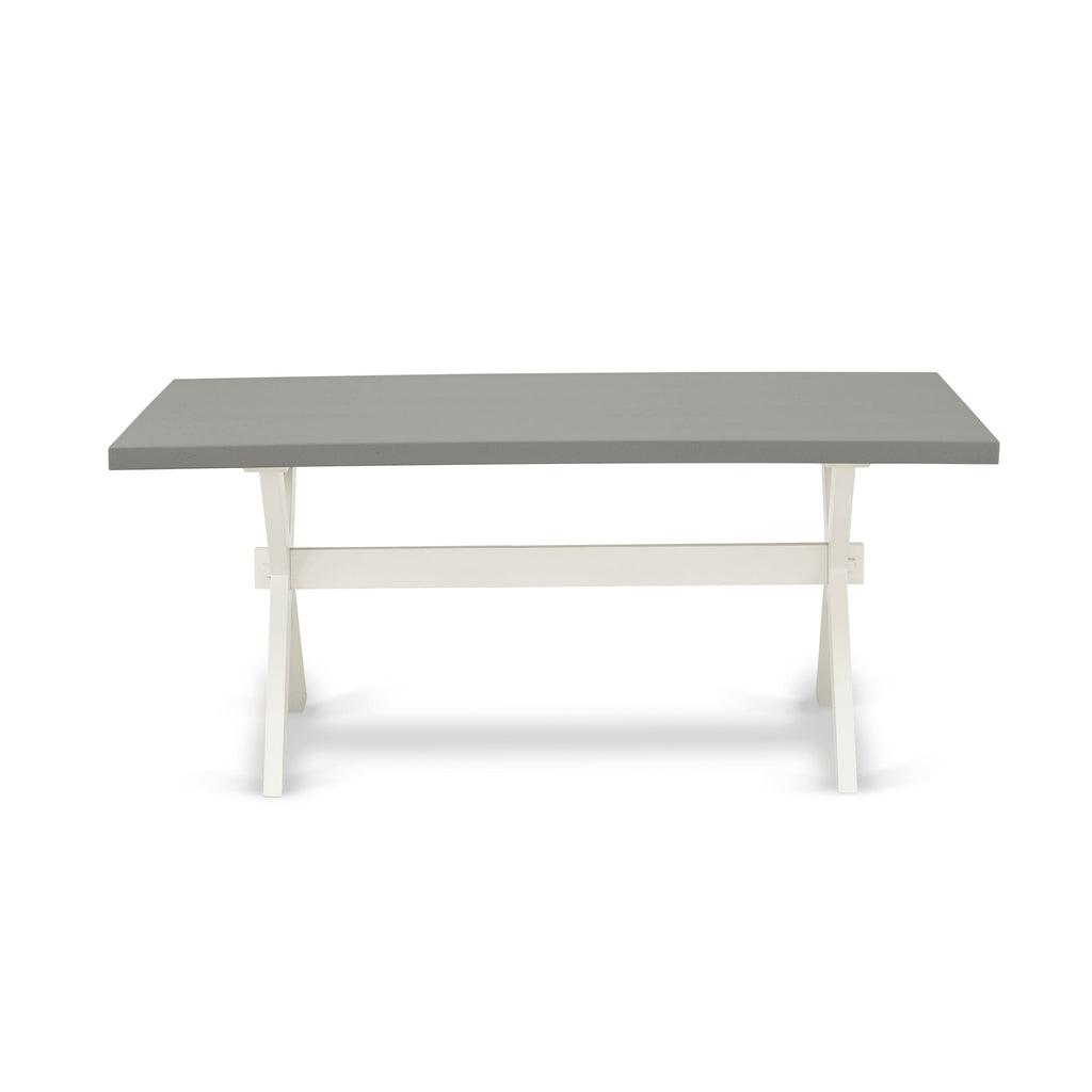 East West Furniture X097FO244-9 9 Piece Dining Set Includes a Rectangle Dining Room Table with X-Legs and 8 Light grey Faux Leather Upholstered Chairs, 40x72 Inch, Multi-Color