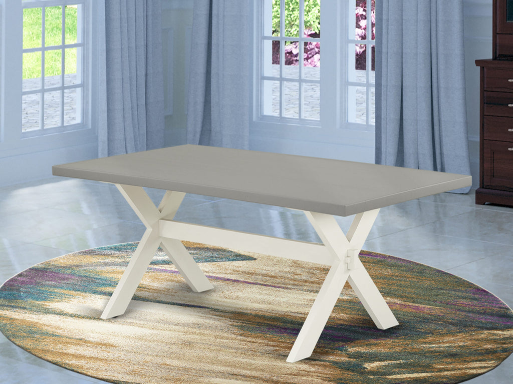 East West Furniture X097FO244-9 9 Piece Dining Set Includes a Rectangle Dining Room Table with X-Legs and 8 Light grey Faux Leather Upholstered Chairs, 40x72 Inch, Multi-Color