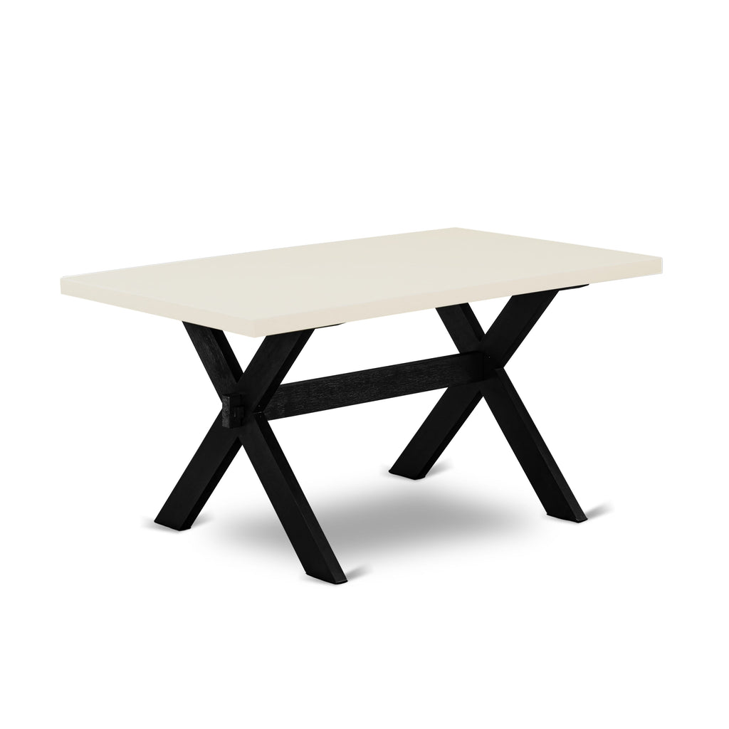 East West Furniture X626GA650-7 7 Piece Modern Dining Table Set Consist of a Rectangle Wooden Table with X-Legs and 6 Dark Gotham Linen Fabric Parson Dining Chairs, 36x60 Inch, Multi-Color