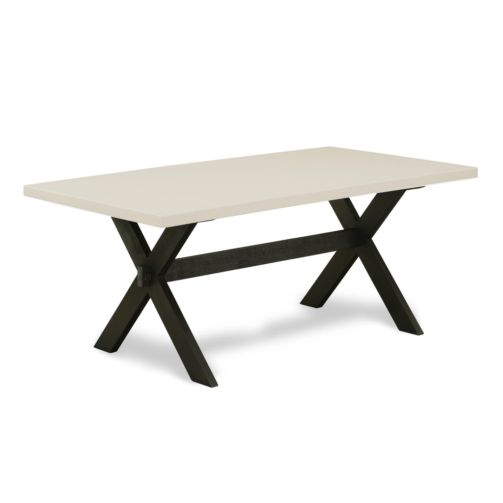 East West Furniture X627GA650-5 5 Piece Kitchen Table Set for 4 Includes a Rectangle Dining Room Table with X-Legs and 4 Dark Gotham Linen Fabric Upholstered Chairs, 40x72 Inch, Multi-Color