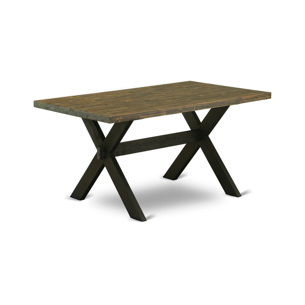 East West Furniture XT676 X-Style Dining Room Table - a Rectangle Solid Wood Table Top with Stylish Legs