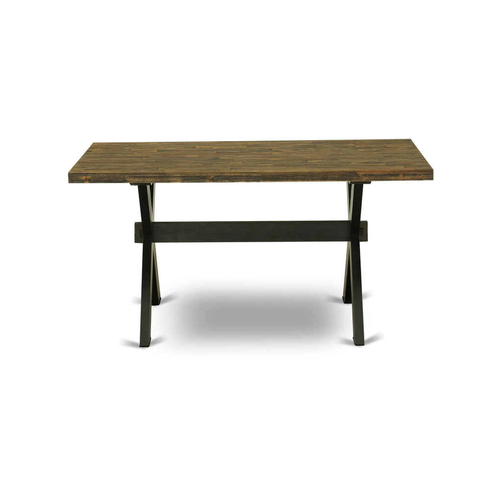 East West Furniture XT676 X-Style Dining Room Table - a Rectangle Solid Wood Table Top with Stylish Legs