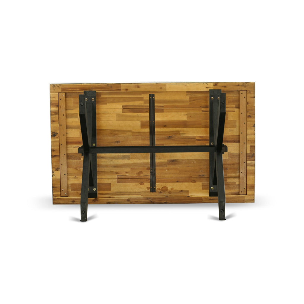 East West Furniture XT676 X-Style Dining Room Table - a Rectangle Solid Wood Table Top with Stylish Legs
