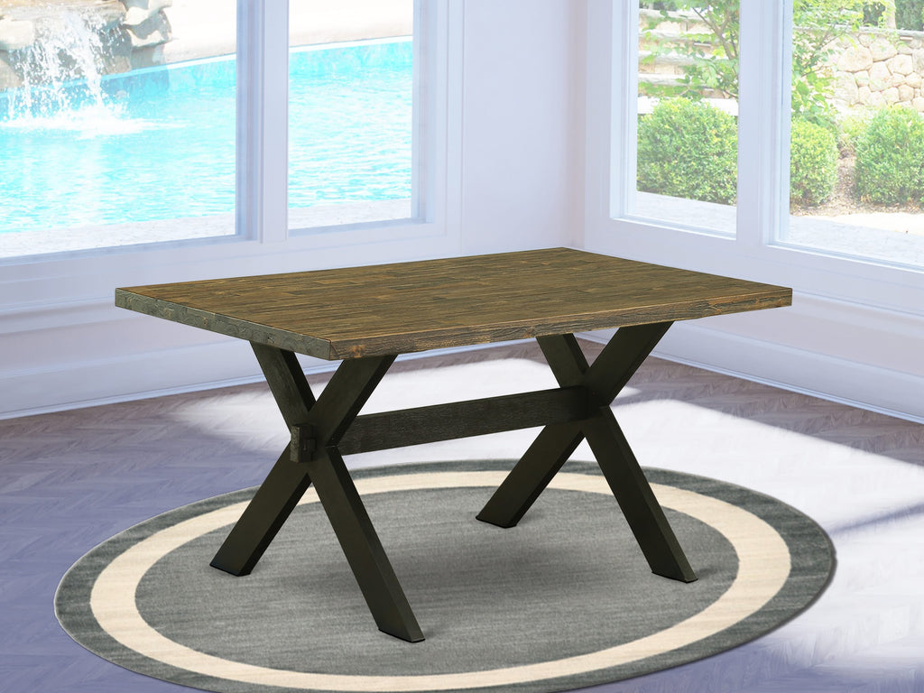 East West Furniture XT676 X-Style Dining Room Table - a Rectangle Solid Wood Table Top with Stylish Legs