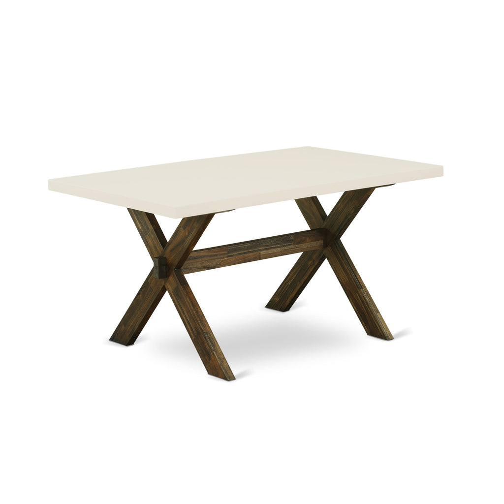 East West Furniture X726GA740-5 5 Piece Dining Table Set for 4 Includes a Rectangle Kitchen Table with X-Legs and 4 Dahlia Linen Fabric Parson Dining Chairs, 36x60 Inch, Multi-Color