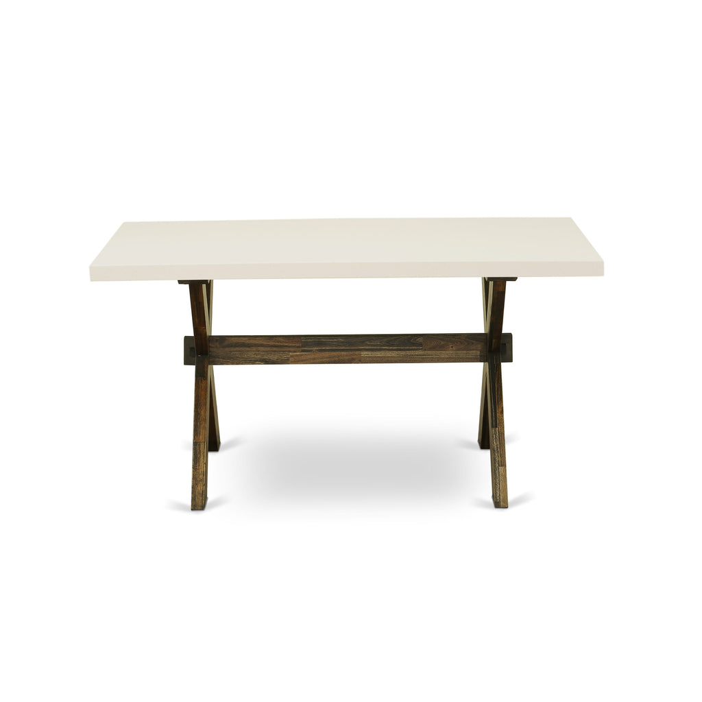 East West Furniture X726GA740-5 5 Piece Dining Table Set for 4 Includes a Rectangle Kitchen Table with X-Legs and 4 Dahlia Linen Fabric Parson Dining Chairs, 36x60 Inch, Multi-Color