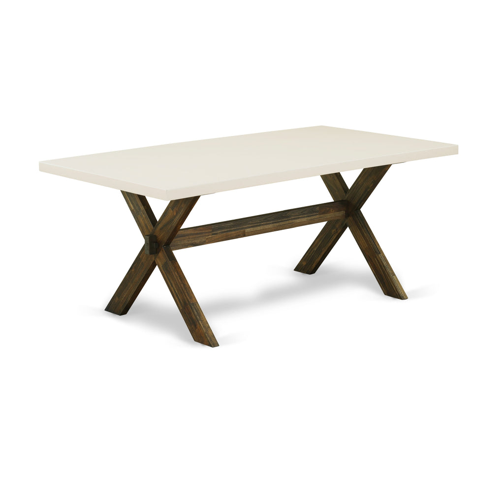East West Furniture X727SI737-5 5 Piece Modern Dining Table Set Includes a Rectangle Wooden Table with X-Legs and 4 Limelight Linen Fabric Parson Dining Chairs