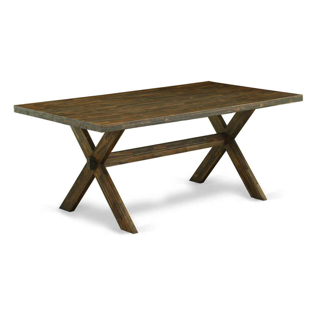 East West Furniture X777AB747-5 5 Piece Dining Table Set for 4 Includes a Rectangle Kitchen Table with X-Legs and 4 Light Sable Linen Fabric Parsons Dining Chairs