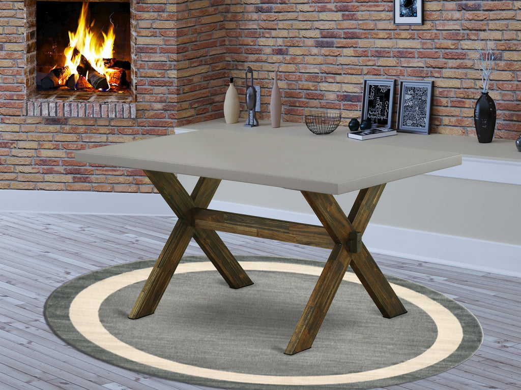 East West Furniture XT796 X-Style Dining Room Table - a Rectangle Solid Wood Table Top with Stylish Legs