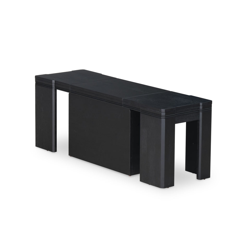 Luxe by East West Furniture X0000-206-00 - 3 Pieces Dining Set Includes 1 Extendable Kitchen Table and 2 Modern Benches, Wire Brushed Black.