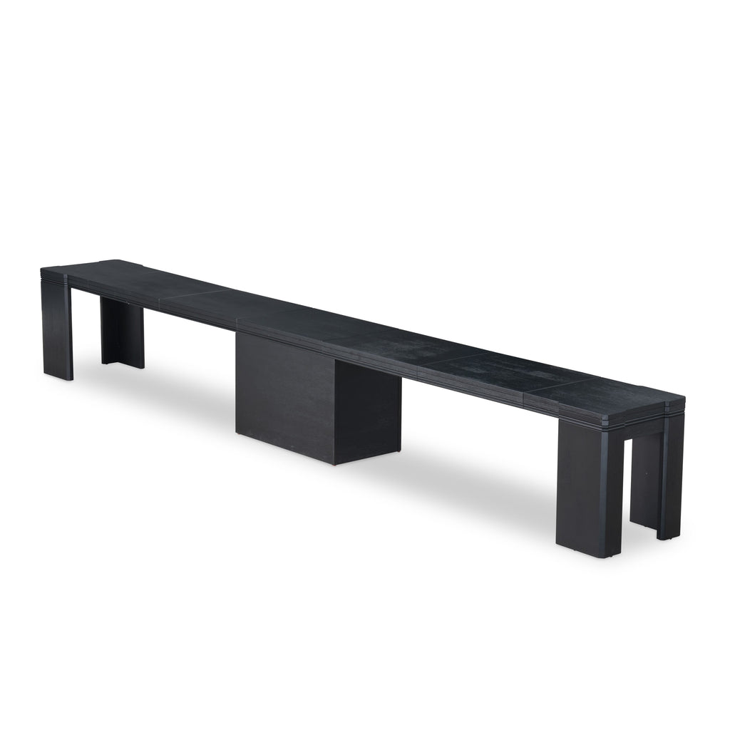 Luxe by East West Furniture X0000-206-00 - 3 Pieces Dining Set Includes 1 Extendable Kitchen Table and 2 Modern Benches, Wire Brushed Black.