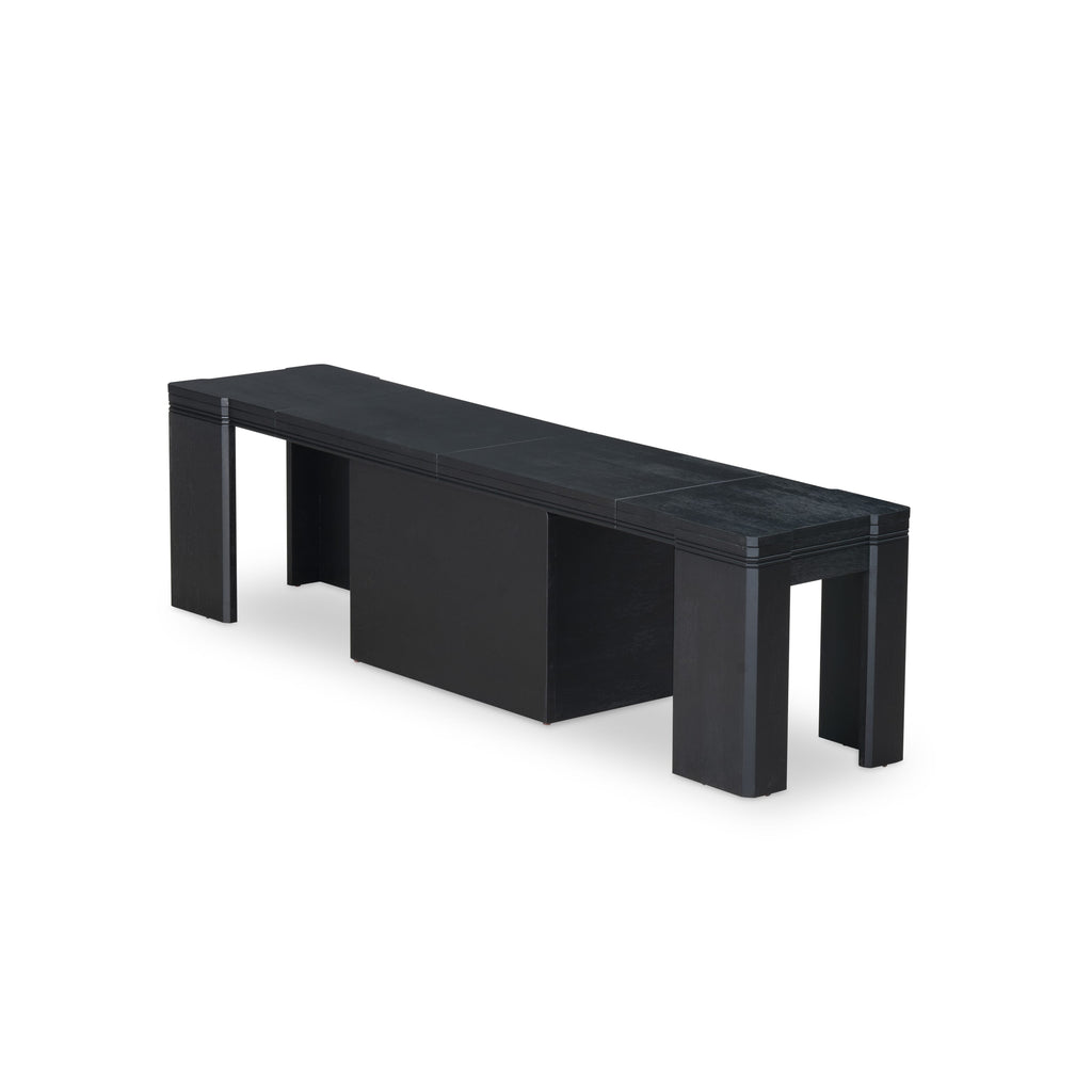 Luxe by East West Furniture - X0000-B06-00 - 2-Piece kitchen table set includes a wire brushed black breakfast table and an antique white wooden bench