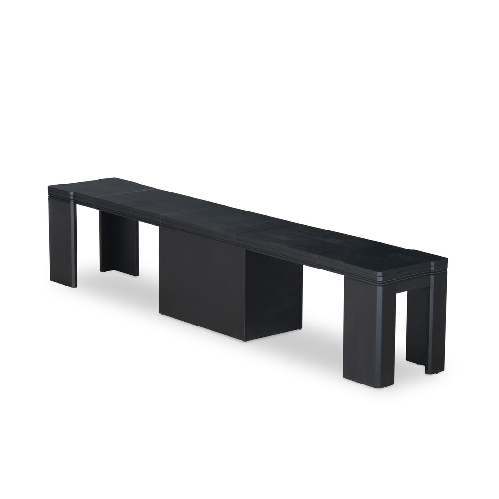 Luxe by East West Furniture X0000-206-00 - 3 Pieces Dining Set Includes 1 Extendable Kitchen Table and 2 Modern Benches, Wire Brushed Black.