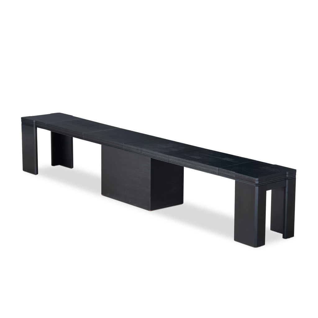 Luxe by East West Furniture X0000-206-00 - 3 Pieces Dining Set Includes 1 Extendable Kitchen Table and 2 Modern Benches, Wire Brushed Black.