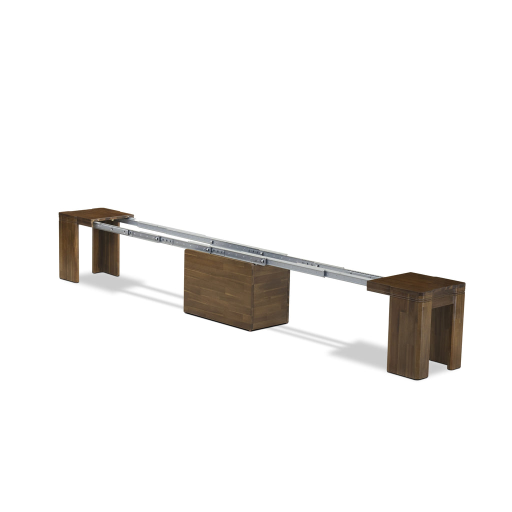 Luxe East West Furniture X0000-B08-00 2-piece Dining Room Table Set of an included Rectangular Dining Table with a Dining bench and an antique Walnut.