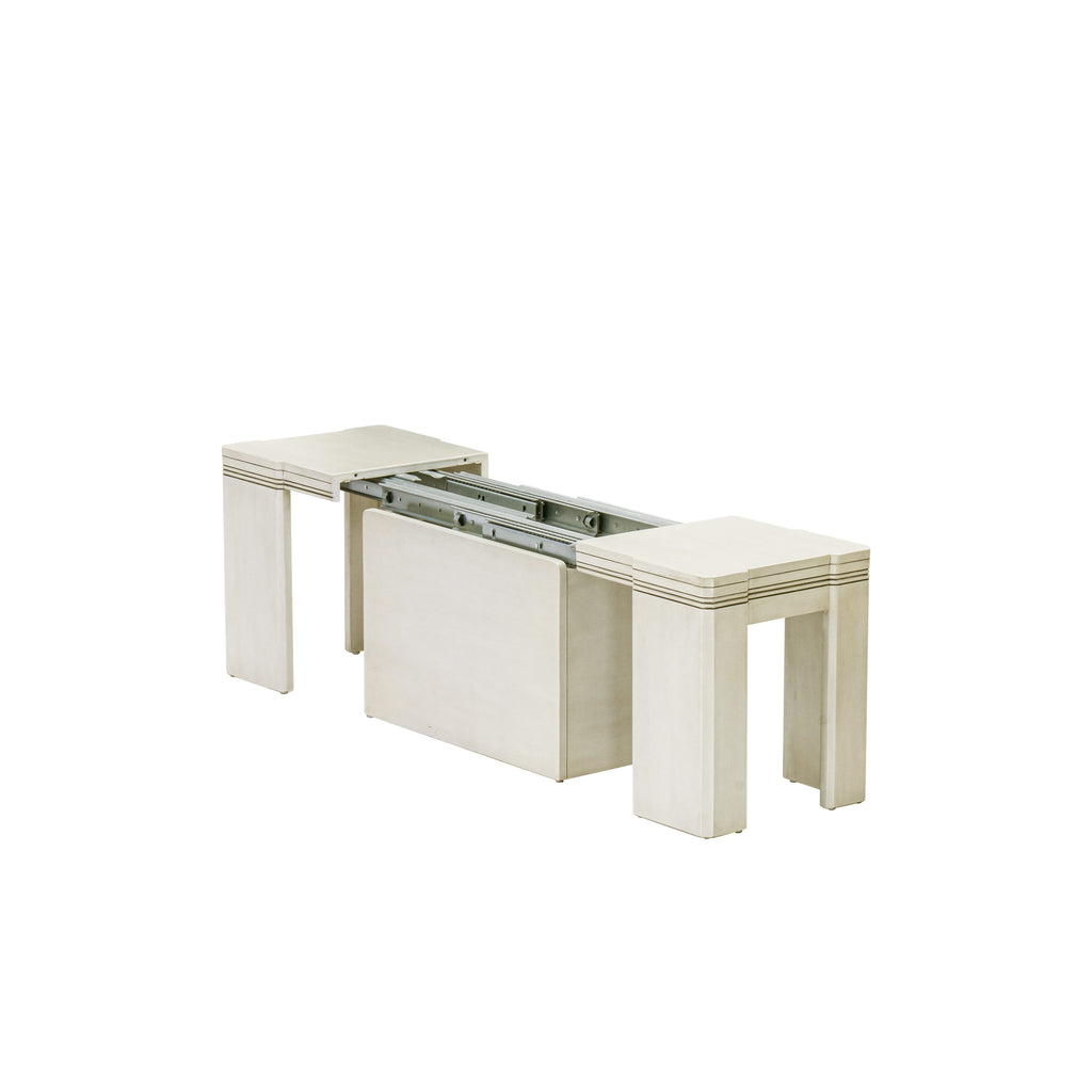 Luxe by East West Furniture X0000-BCW-00 - 3 Pieces Extendable Kitchen Table Set Includes 1 Extendable Kitchen Table, 1 Coffee Table and 1 Modern Bench, Antique White.