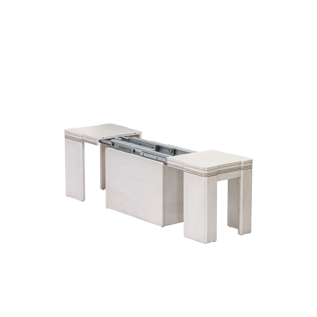 Luxe by East West Furniture X0000-BCW-00 - 3 Pieces Extendable Kitchen Table Set Includes 1 Extendable Kitchen Table, 1 Coffee Table and 1 Modern Bench, Antique White.