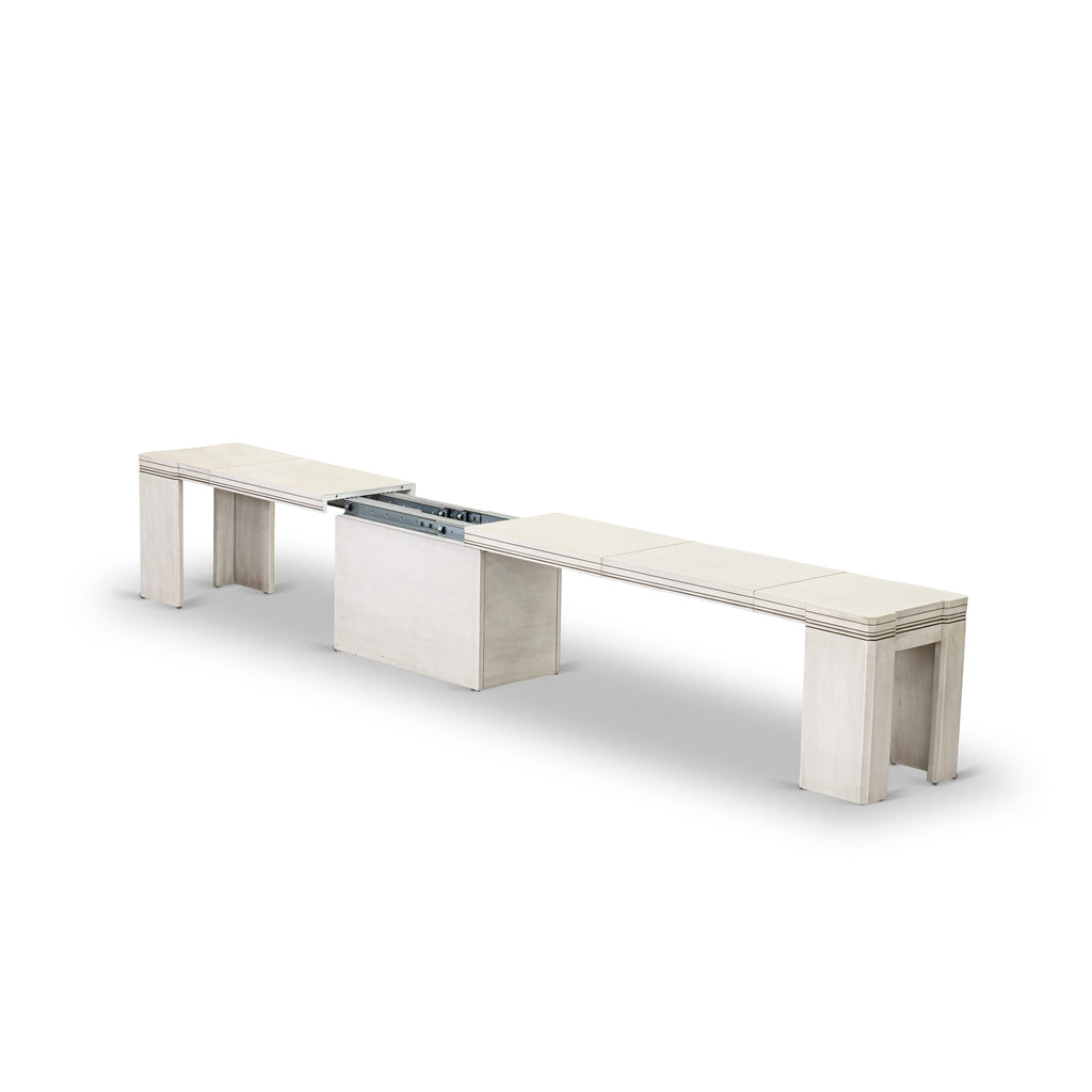 Luxe by East West Furniture X0000-2CW-00 - 4 Pieces Extendable Dining Set Includes 1 Extendable Kitchen Table, 1 Coffee Table and 2 Modern Benches, Antique White.