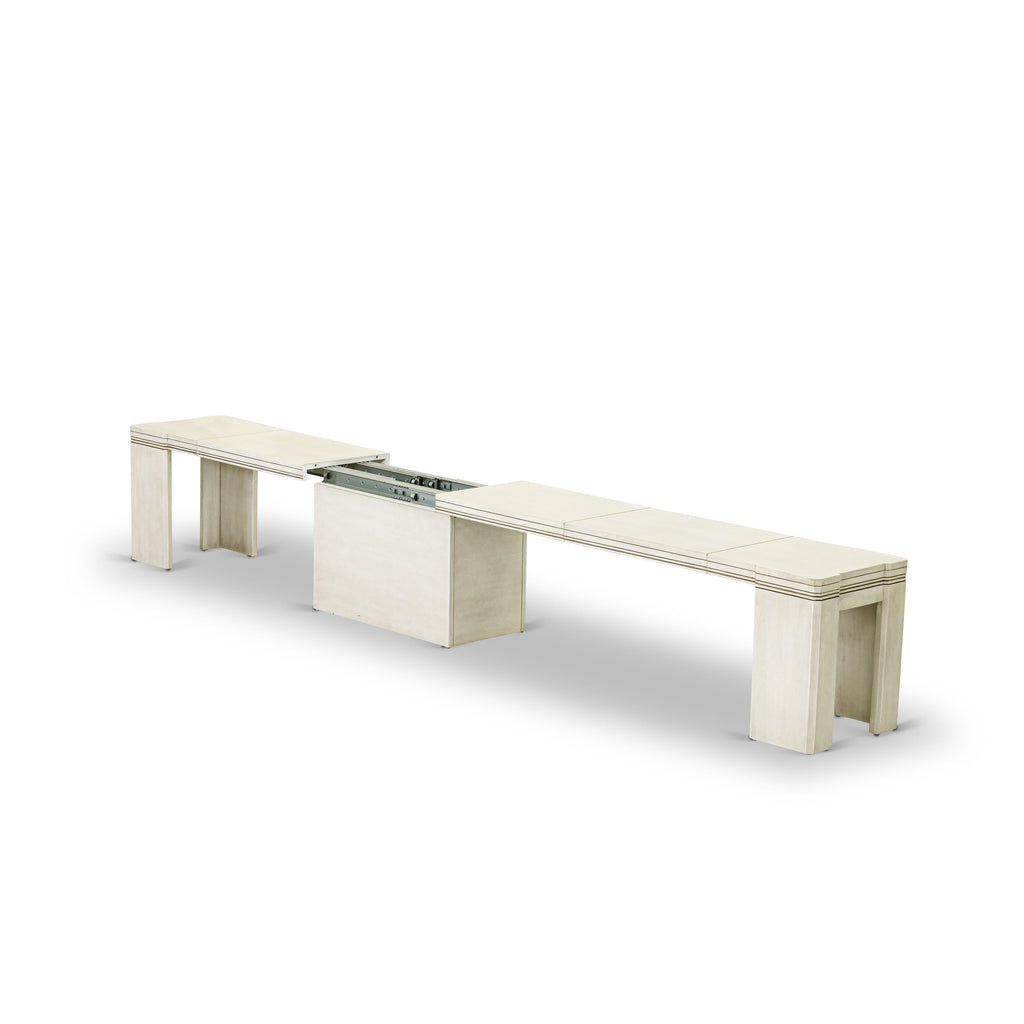 Luxe by East West Furniture X0000-B0W-00 - 2 Pieces Extendable Dining Set Includes 1 Extendable Kitchen Table and a Modern Bench, Antique White.
