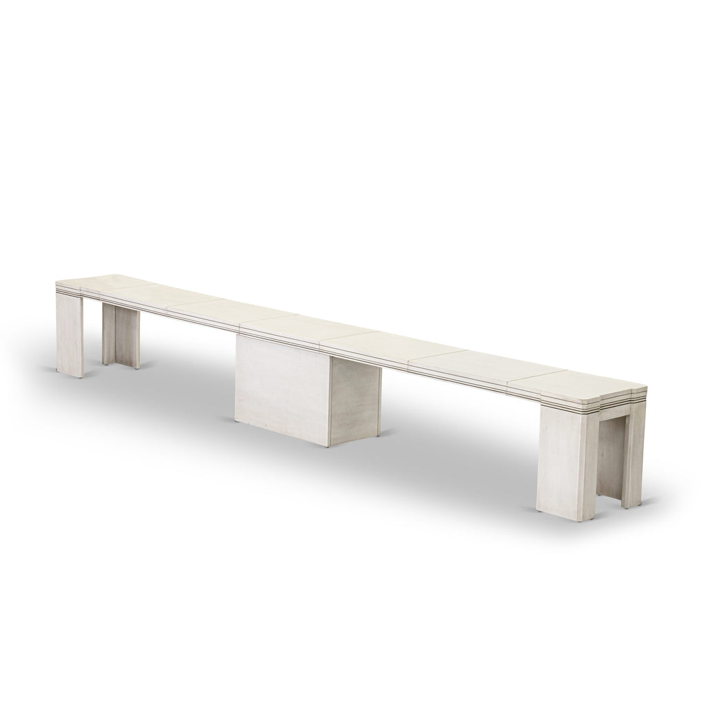Luxe by East West Furniture X0000-2CW-00 - 4 Pieces Extendable Dining Set Includes 1 Extendable Kitchen Table, 1 Coffee Table and 2 Modern Benches, Antique White.