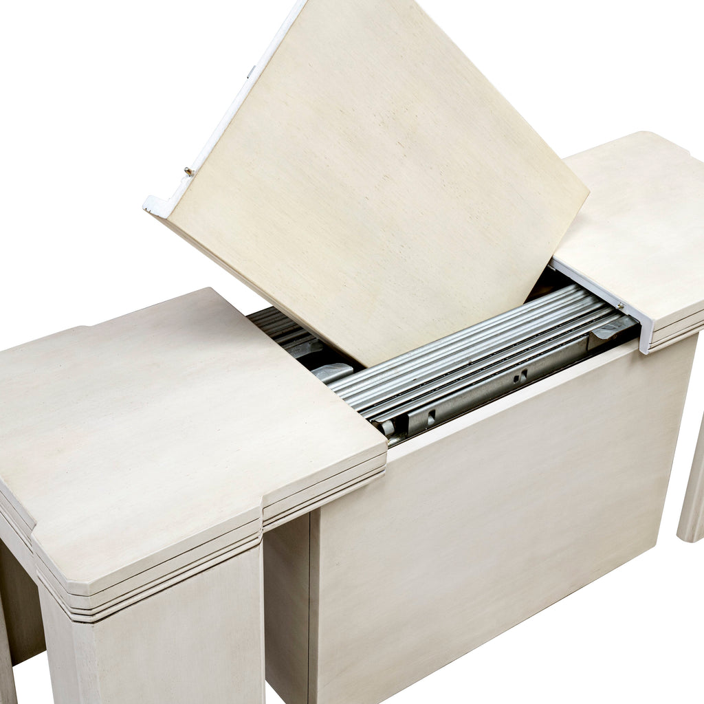 Luxe by East West Furniture X0000-BCW-00 - 3 Pieces Extendable Kitchen Table Set Includes 1 Extendable Kitchen Table, 1 Coffee Table and 1 Modern Bench, Antique White.