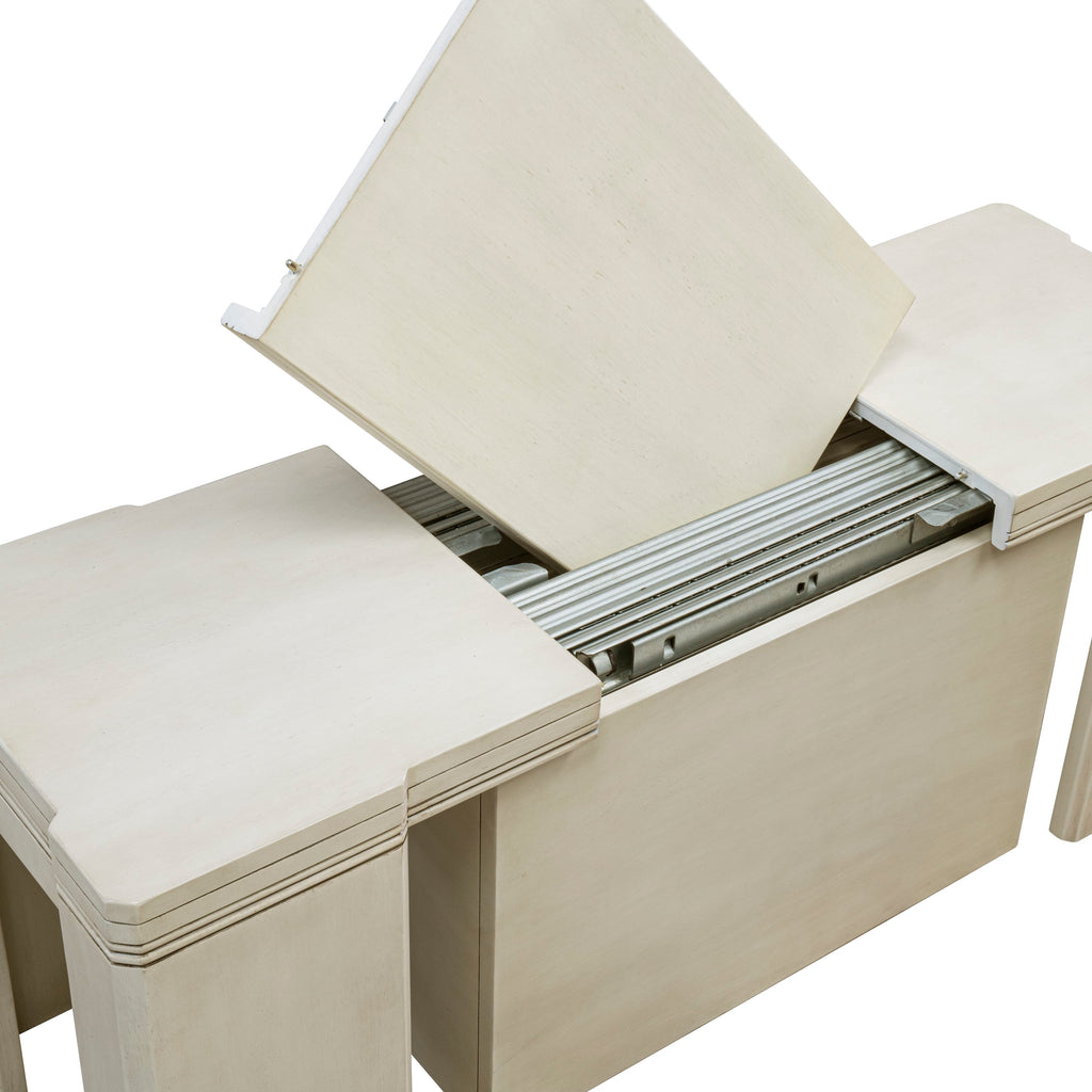 Luxe by East West Furniture X0000-BCW-00 - 3 Pieces Extendable Kitchen Table Set Includes 1 Extendable Kitchen Table, 1 Coffee Table and 1 Modern Bench, Antique White.
