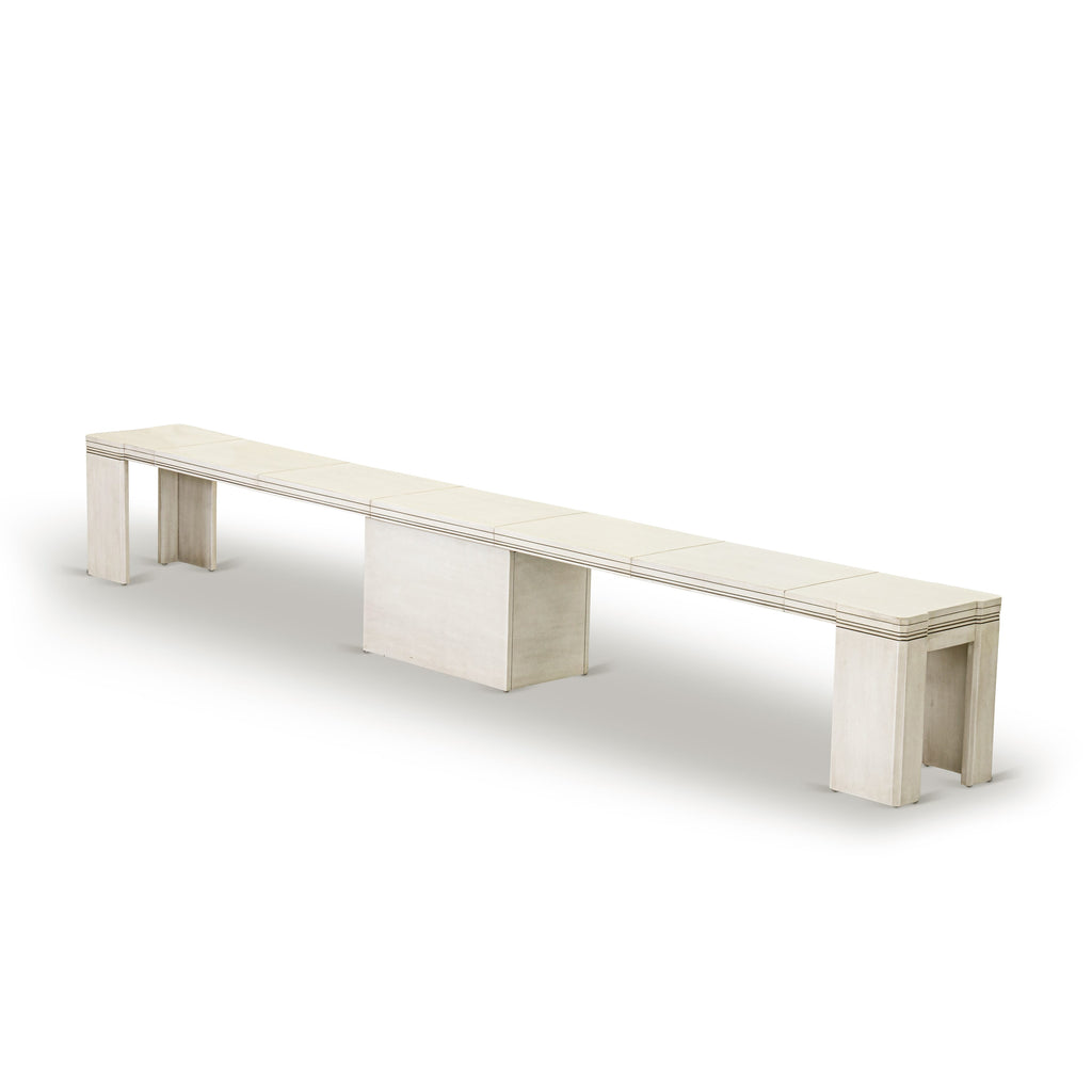 Luxe by East West Furniture X0000-2CW-00 - 4 Pieces Extendable Dining Set Includes 1 Extendable Kitchen Table, 1 Coffee Table and 2 Modern Benches, Antique White.
