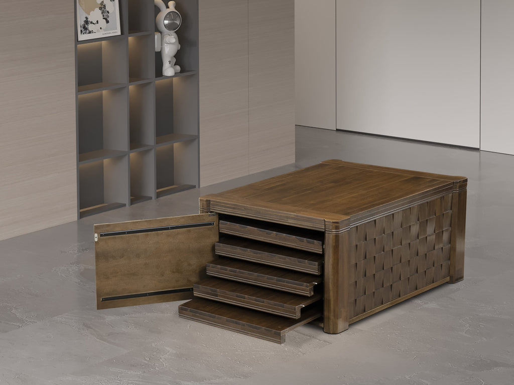 Luxe East West Furniture X0000-BC8-00 3-piece Modern Dining Table Set of a consists Rectangular Kitchen Table, Coffee table, and Dining bench with an Antique Walnut.