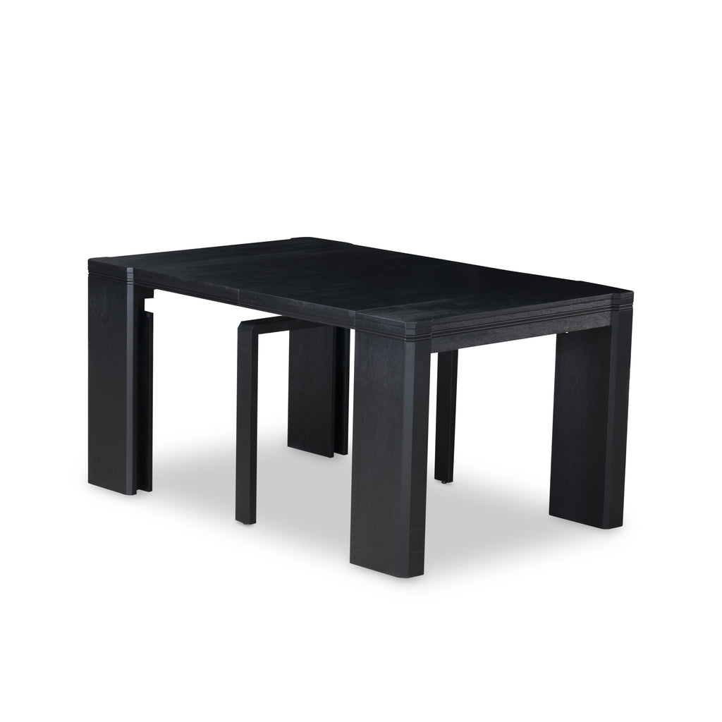 Luxe East West Furniture X12X1-0C6-24 14-piece Modern Dining Room Table Set a Rectangular Dining Table with a coffee Table and 12 Black Linen Fabric Stackable Chair, Wire Brushed Black Finish.