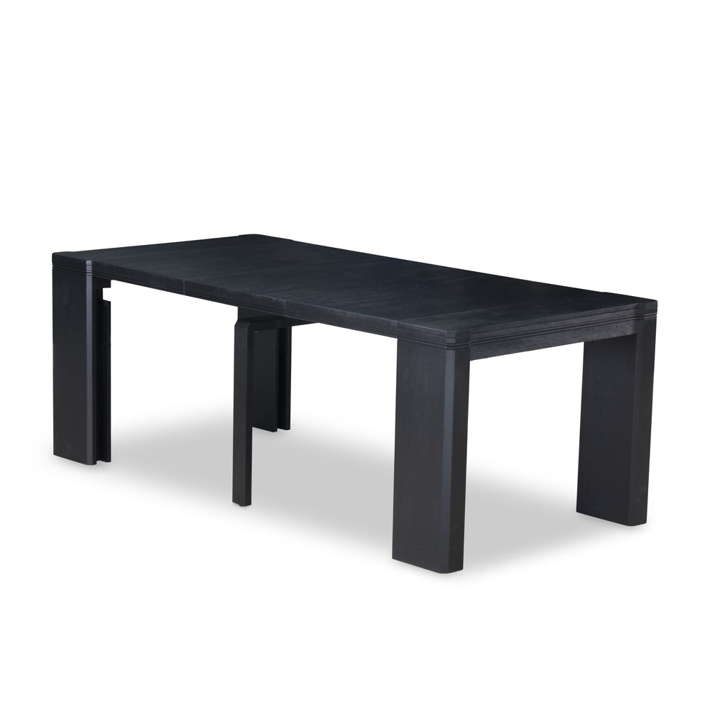 Luxe East West Furniture X02X1-2C6-24 6-piece Modern Dining Room Table Set a Rectangular Dining Table with a coffee Table 2 wooden Benches and 2 Black Linen Fabric Stackable Chair, Wire Brushed Black Finish.