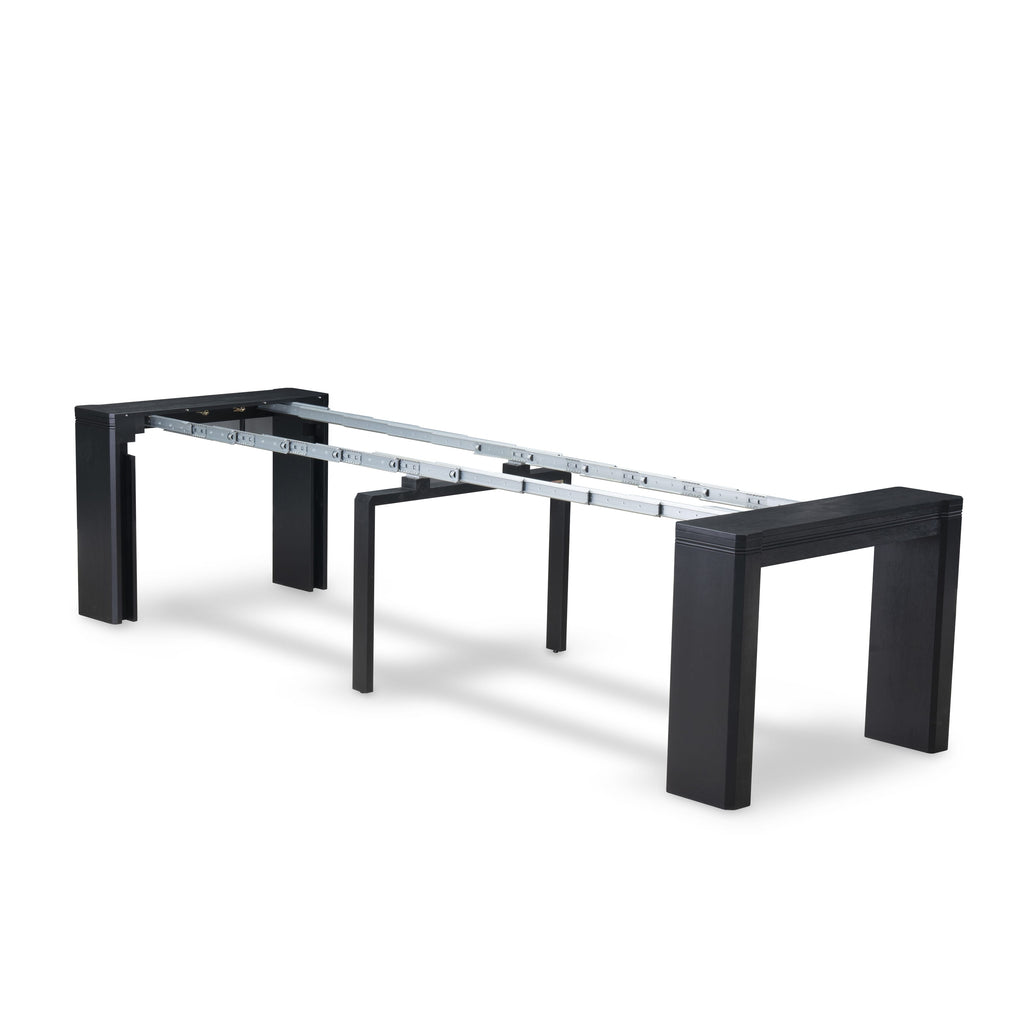 Luxe by East West Furniture X0000-206-00 - 3 Pieces Dining Set Includes 1 Extendable Kitchen Table and 2 Modern Benches, Wire Brushed Black.