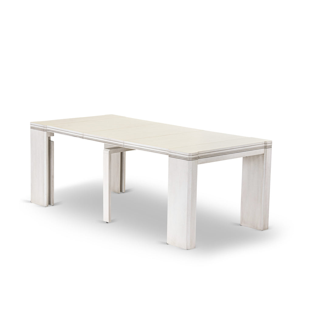 Luxe by East West Furniture X0000-BCW-00 - 3 Pieces Extendable Kitchen Table Set Includes 1 Extendable Kitchen Table, 1 Coffee Table and 1 Modern Bench, Antique White.