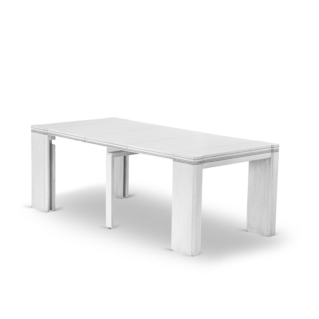 Luxe By East West Furniture XTT-AWH-TL Extendable Dining Table - a Rectangle Dining Table Top with Removable Leafs & Stylish Legs, Antique White Finish