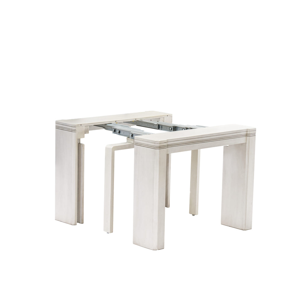 Luxe By East West Furniture XTT-AWH-TL Extendable Dining Table - a Rectangle Dining Table Top with Removable Leafs & Stylish Legs, Antique White Finish