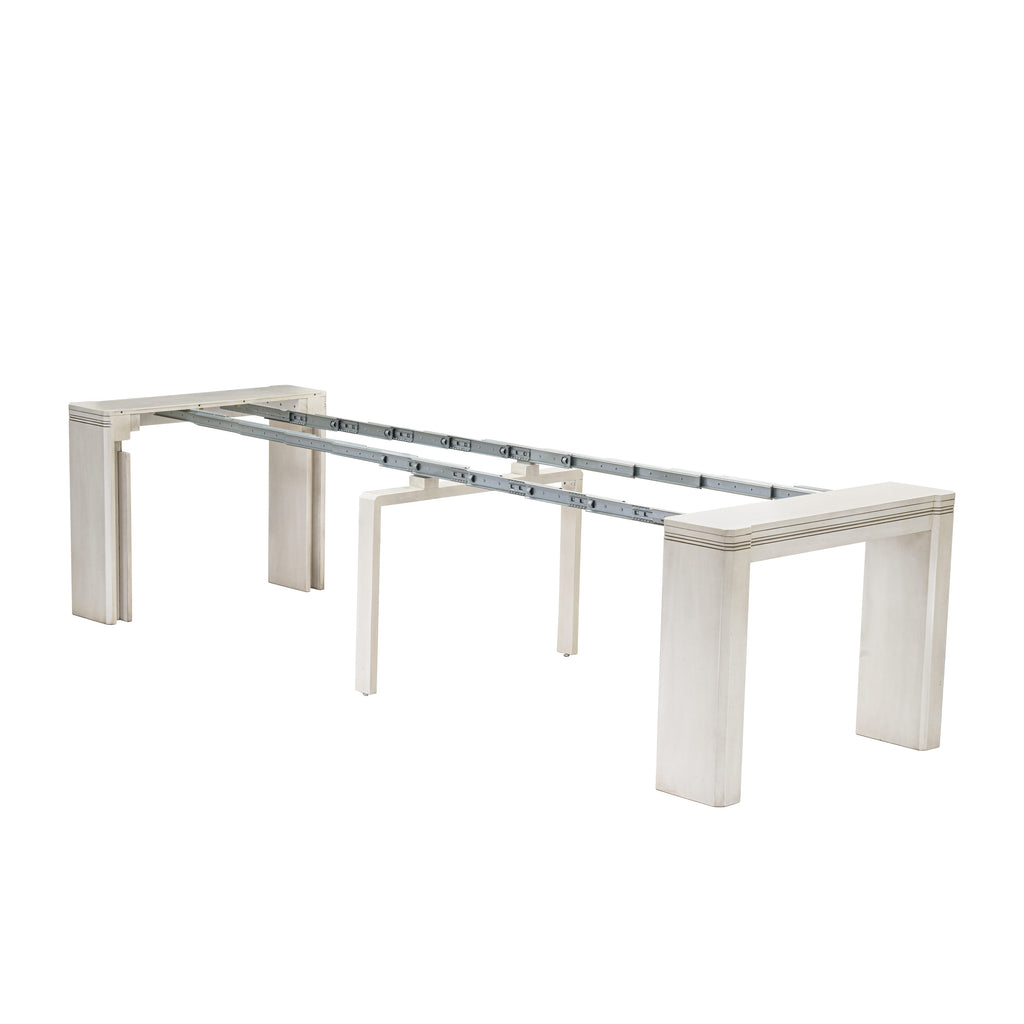 Luxe By East West Furniture XTT-AWH-TL Extendable Dining Table - a Rectangle Dining Table Top with Removable Leafs & Stylish Legs, Antique White Finish