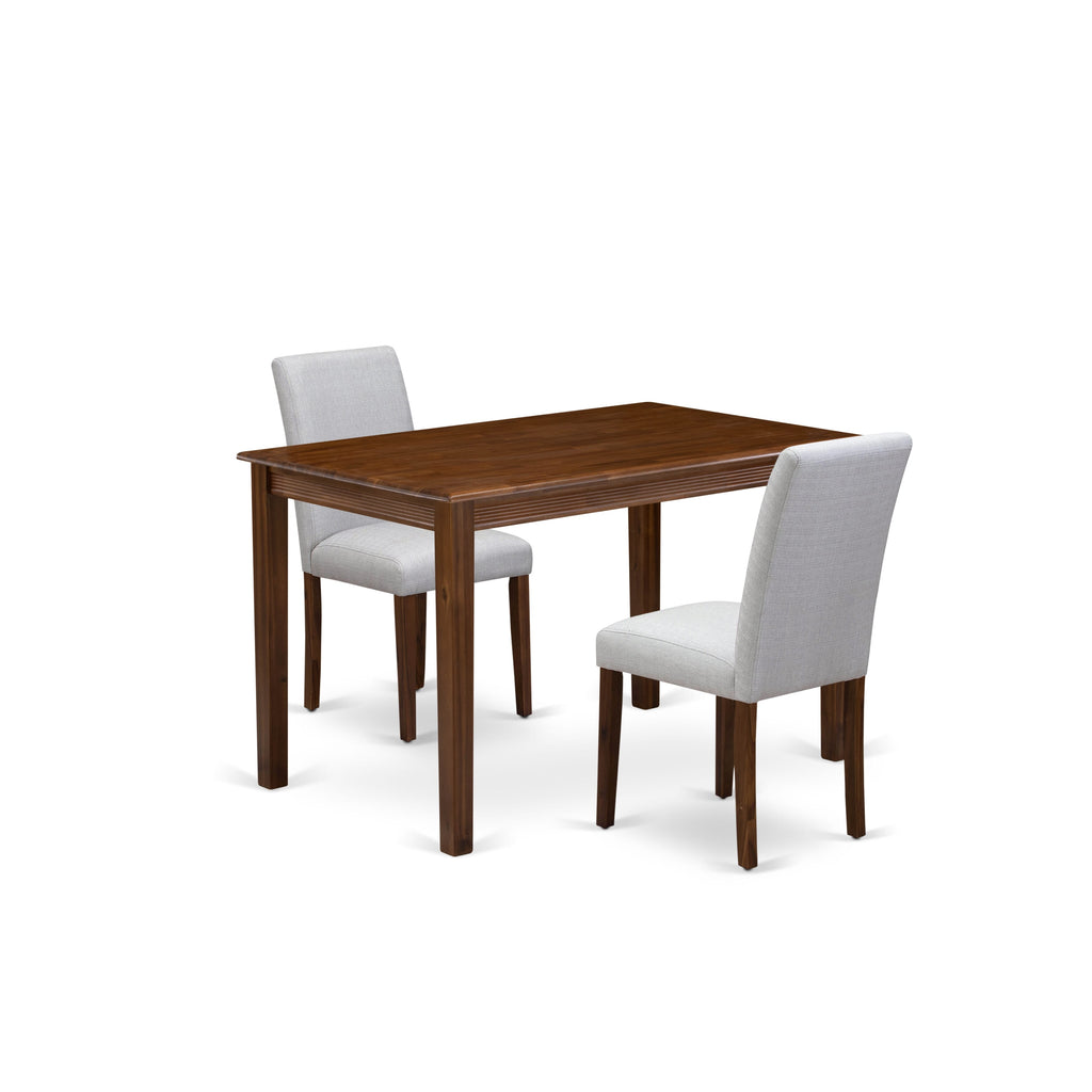 East West Furniture YAAB3-AWA-05 3 Piece Dining Table Set Consist of a Rectangle Kitchen Table and 2 Parson Chairs, 30x48 Inch, Antique Walnut