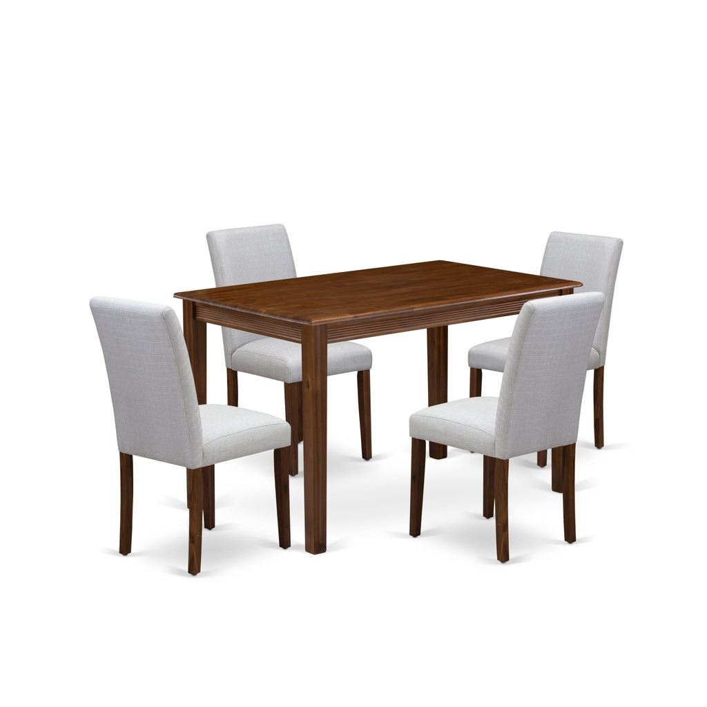 East West Furniture YAAB5-AWA-05 5 Piece Modern Dining Table Set Includes a Rectangle Dining Room Table and 4 Parson Kitchen Chairs, 30x48 Inch, Antique Walnut