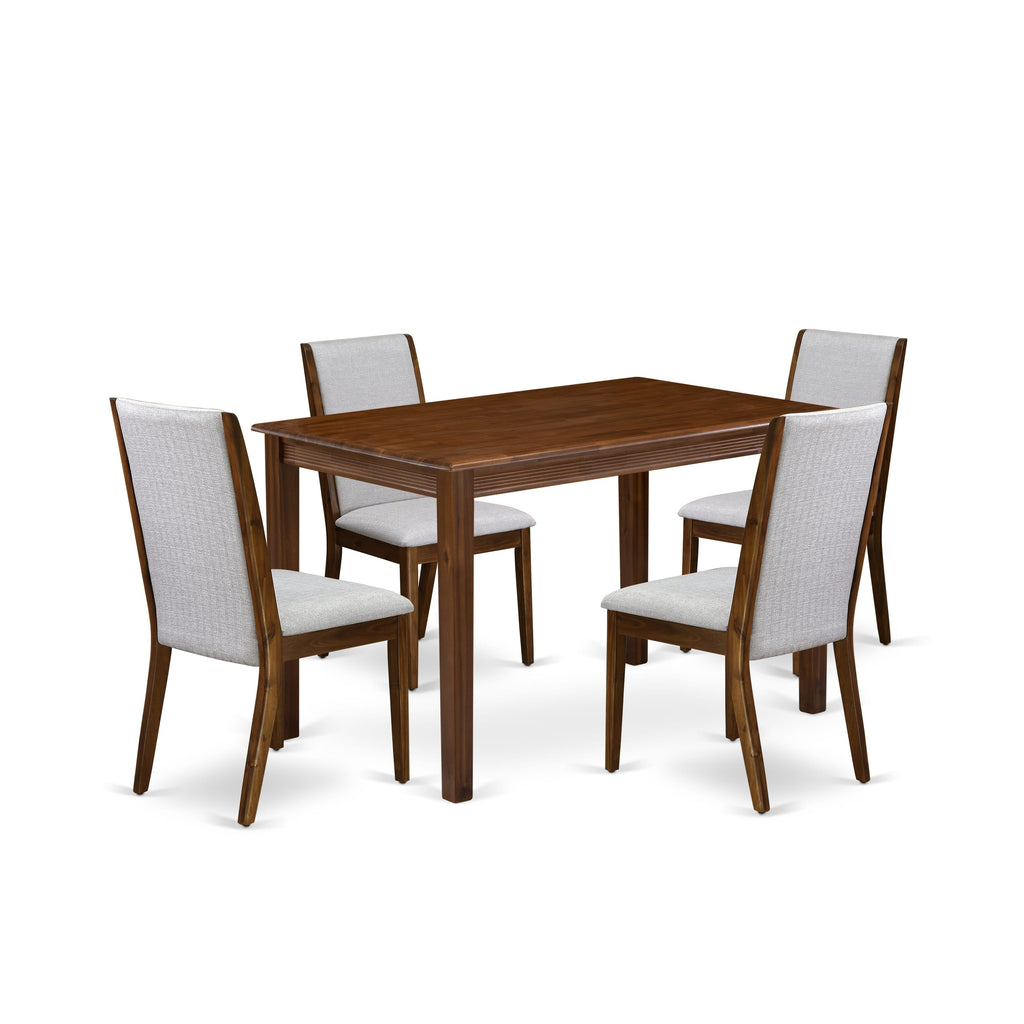 East West Furniture YALA5-AWA-05 5 Piece Dinette Set for Small Spaces Includes a Rectangle Dining Table and 4 Parson Kitchen Chairs, 30x48 Inch, Antique Walnut