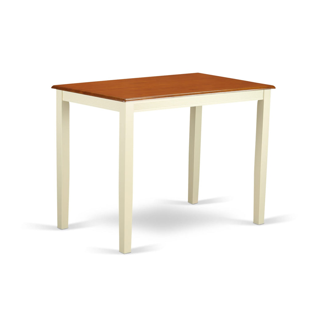 East West Furniture YAVN3-WHI-C 3 Piece Kitchen Counter Height Dining Table Set Contains a Rectangle Pub Table and 2 Linen Fabric Upholstered Chairs, 30x48 Inch, Buttermilk & Cherry