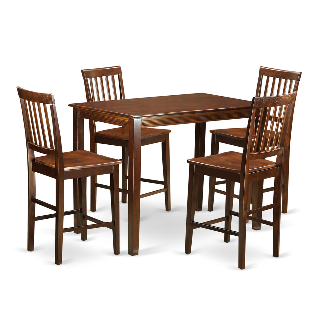 East West Furniture YAVN5-MAH-W 5 Piece Counter Height Dining Set Includes a Rectangle Dinette Table and 4 Kitchen Dining Chairs