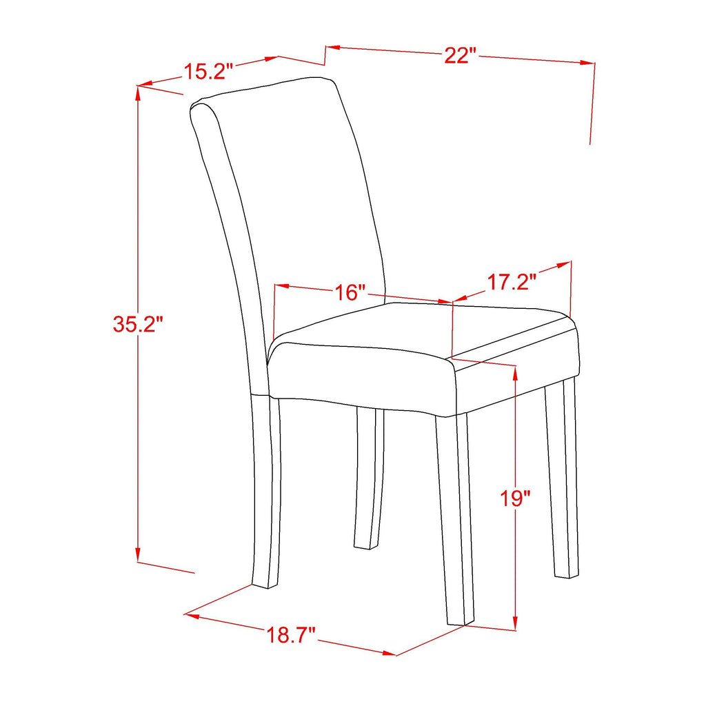 East West Furniture V077AB015-5 5 Piece Dinette Set for 4 Includes a Rectangle Dining Table with V-Legs and 4 Baby Blue Linen Fabric Parson Dining Room Chairs, 40x72 Inch, Multi-Color